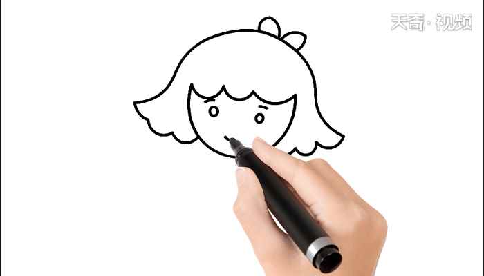 线条画图片大全简单幼儿(如何画小女孩的脸和头发)