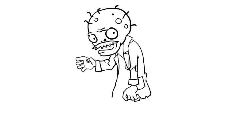 僵尸博士简笔画怎么画(僵尸博士的上半身身体线条)