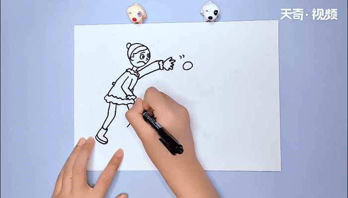 打雪仗的小孩简笔画(画出一个人物的头部轮廓)