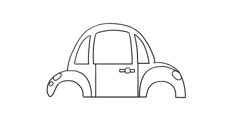 卡通汽车简笔画图片(给汽车画上车门和车窗有什么区别)