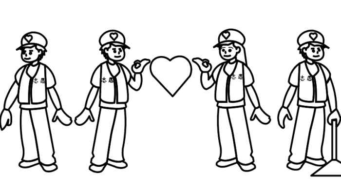 志愿者人物简笔画(志愿者画好的元素都涂上相应的颜色即可)