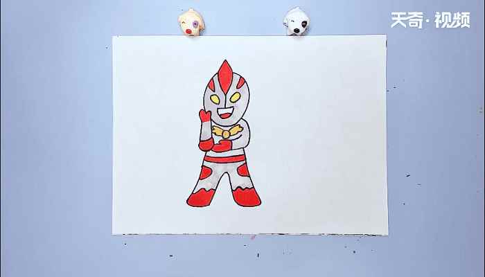 白贝利亚奥特曼可爱简笔画(画出白贝利亚奥特曼的手脚和身体部分)