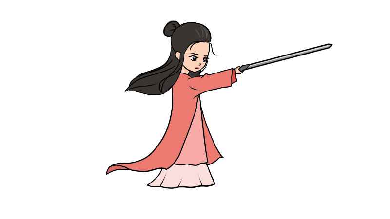 仙子简笔画步骤(画仙子的上半身身和手里的剑)