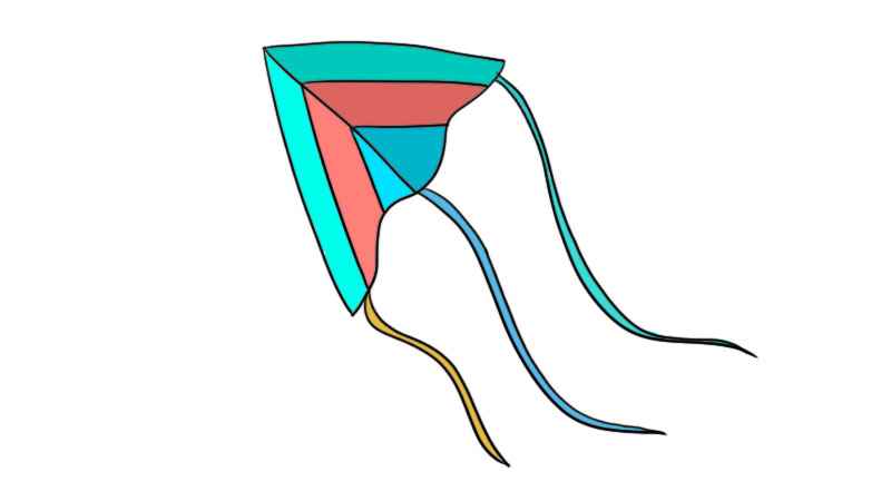 风筝简笔画的画法(三角形上的风筝涂上颜色就可以了)