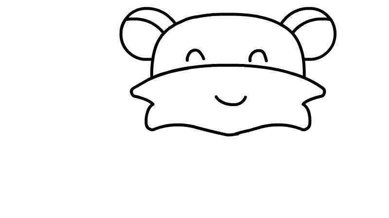 小老虎简笔画教程(小老虎的脑袋、耳朵、眼睛、嘴巴、胡子)