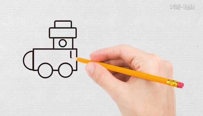 火车画法简笔画教程(画火车的车头的轮子和车厢)