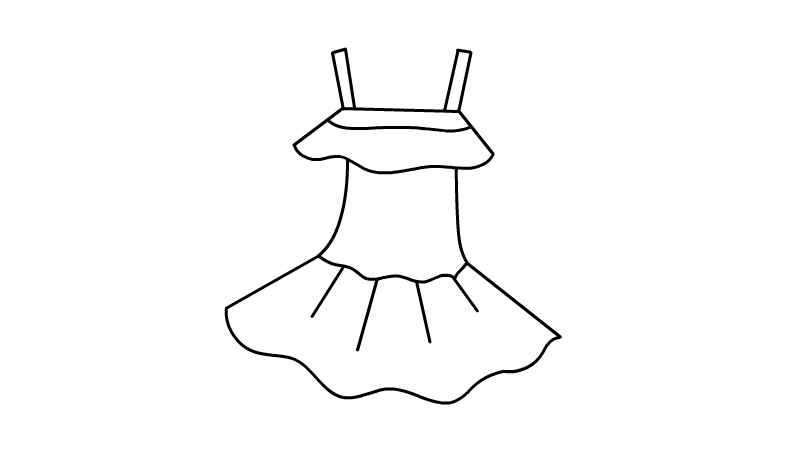 连衣裙怎么画(画出两根吊带和花边的裙摆)