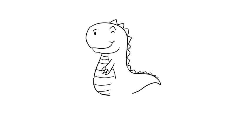 小恐龙简笔画画法(小恐龙身体线条怎么画)