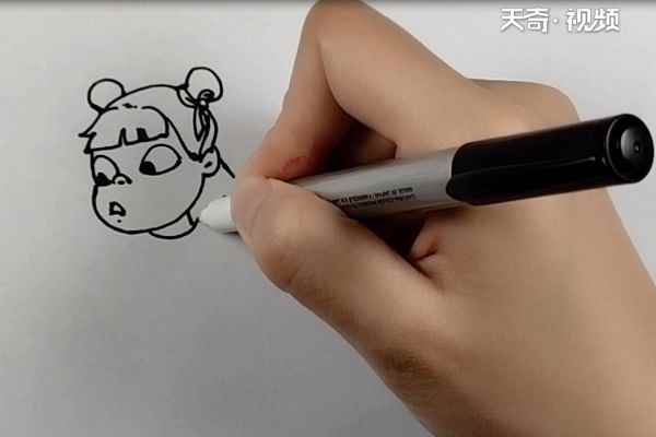 小哪吒简笔画(哪咤的眼圈涂一圈褐色)