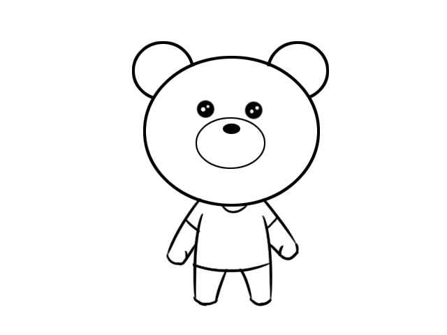 熊简笔画(画出熊的身体、手和脚。)