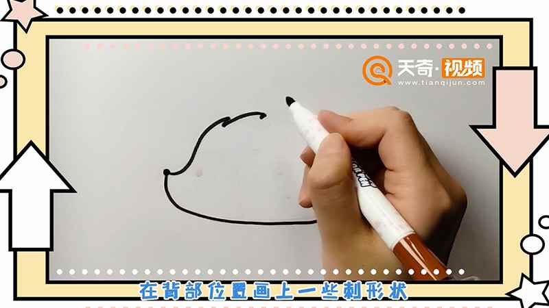 刺猬简笔画(铅笔勾画出刺猬的形象。)