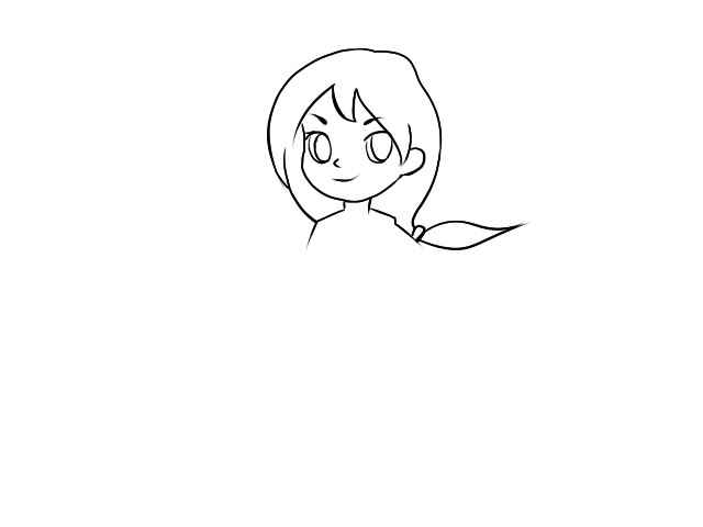 花木兰简笔画(花木兰的头部和长长的头发)