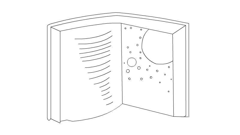 故事书简笔画(一本摊开的书的轮廓;一面画上若干星球;最后涂上颜色即可)
