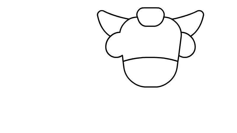 小黄牛简笔画画法(小黄牛的身体、四只脚、牛尾巴)