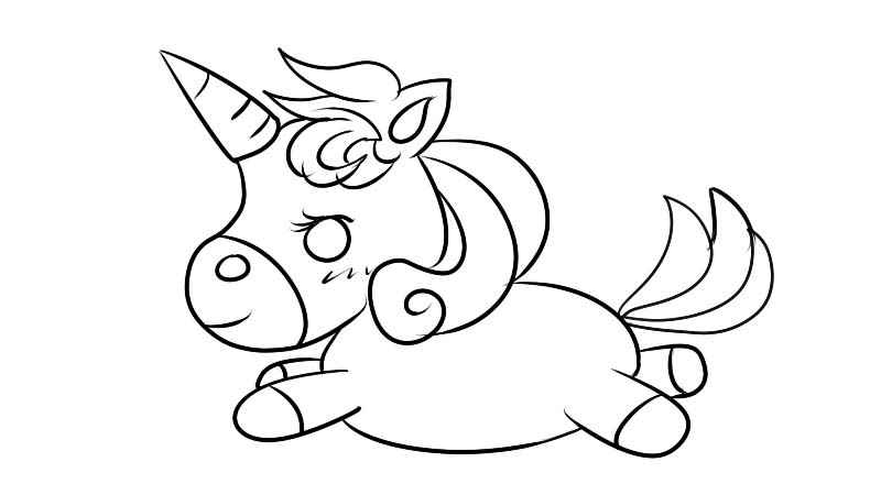 独角兽简笔画(独角兽的身体、四肢、尾巴)