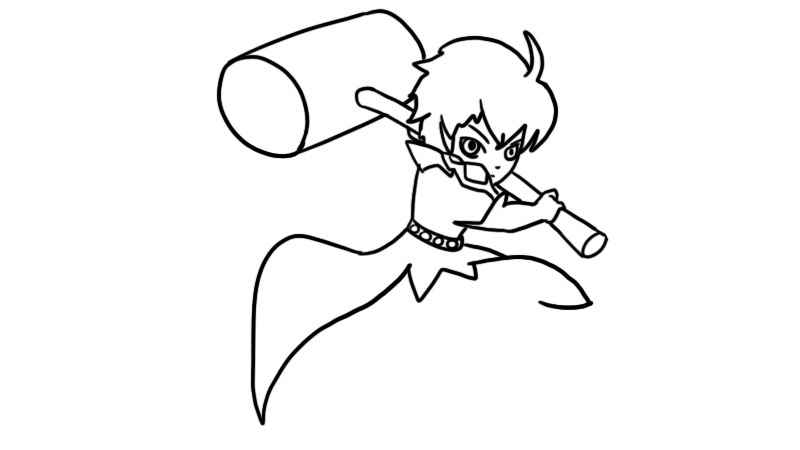 唐三简笔画教程(唐三的脑袋和上半身体线条)