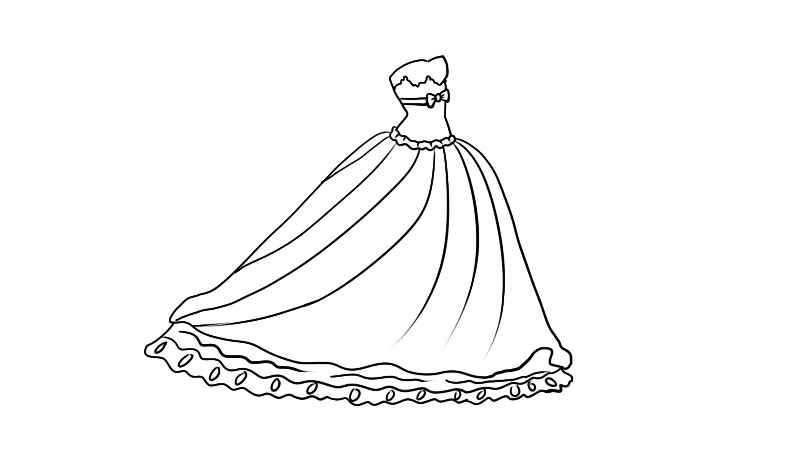 芭比公主裙子的简笔画画法(先画出裙子的抹胸部位。)