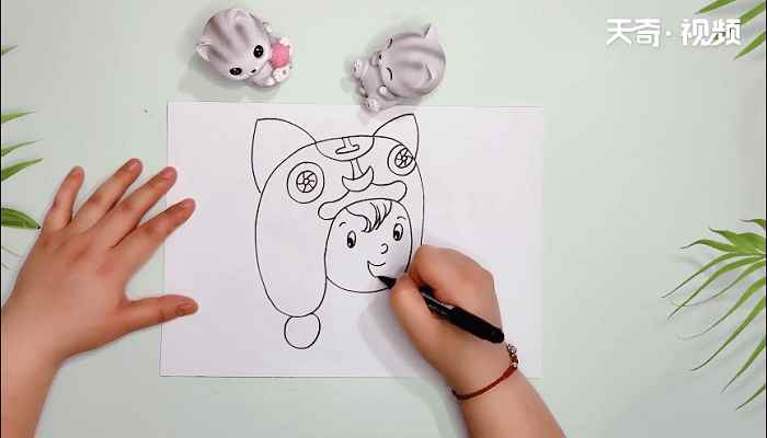 虎头帽简笔画(虎头帽的帽子和耳朵有什么区别)