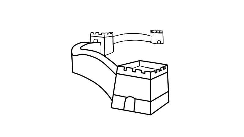 万里长城简笔画(长城的城墙和另一座烽火台)