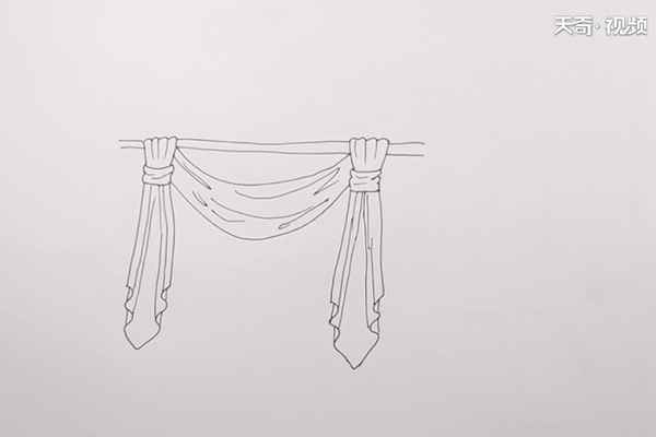 窗帘简笔画(罗马杆涂上灰色就可以了)