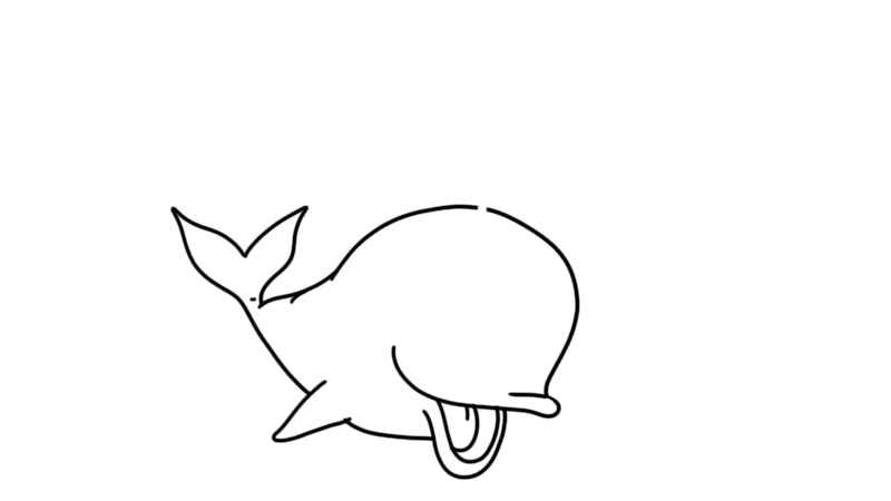 鲸简笔画(先画出鲸的头部和嘴巴。)