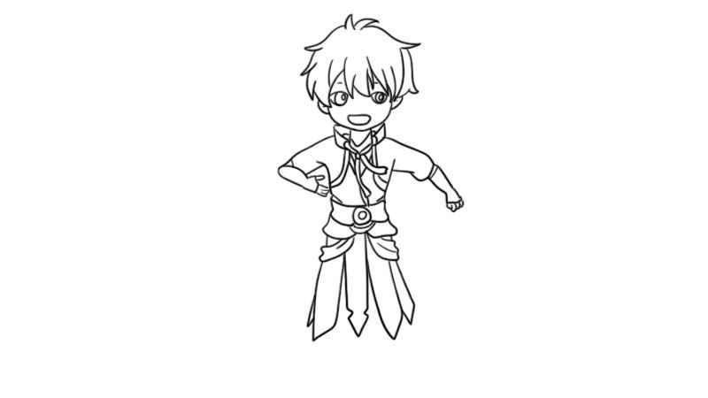 王者荣耀李白简笔画(画出李白的头部和上半身)