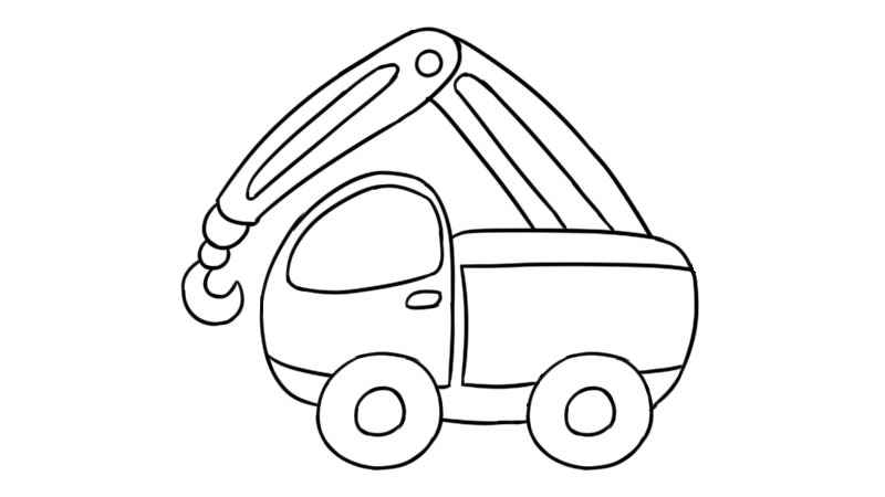 塔吊简笔画(汽车画出车的车头部分及其车轮)