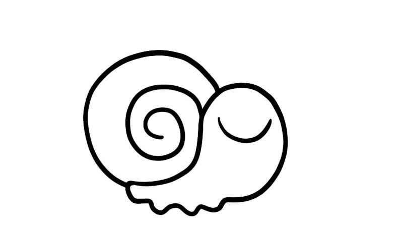 小蜗牛简笔画(画出蜗牛和头部和脚的部分)