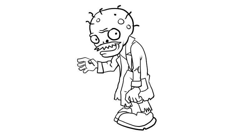 僵尸博士简笔画怎么画(僵尸博士的上半身身体线条)