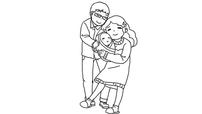 幸福一家人简笔画怎么画(育儿知识:画妈妈的下半身)