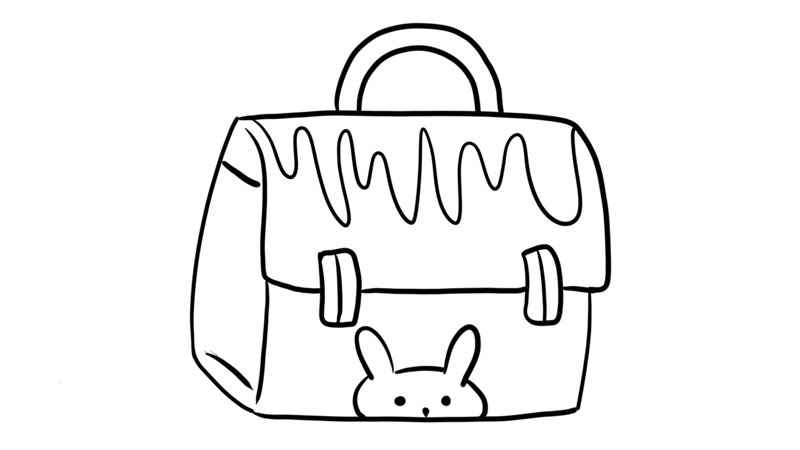 手提包简笔画(兔子图案和花纹的提手部分)