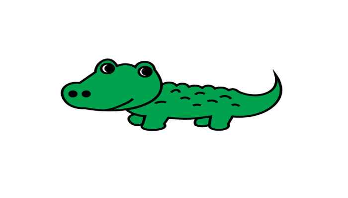 鳄鱼简笔画(画鳄鱼的身体、脚和尾巴)