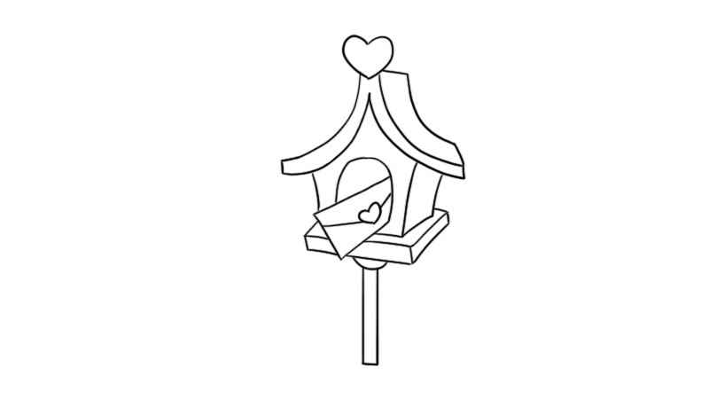 情人节爱情邮箱简笔画怎么画(画出邮箱的底座和里面的信件)