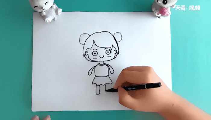 手绘女孩简笔画(女孩的头部和发饰怎么做)
