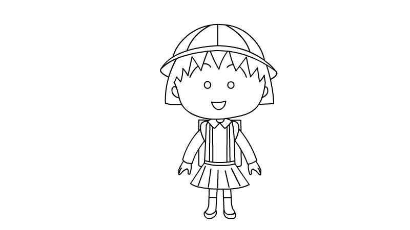 樱桃小丸子简笔画(画出樱桃小丸子的眼睛和嘴巴)