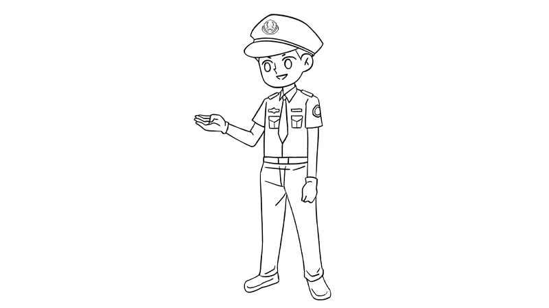 警察简笔画(画出警察的头部有哪些)