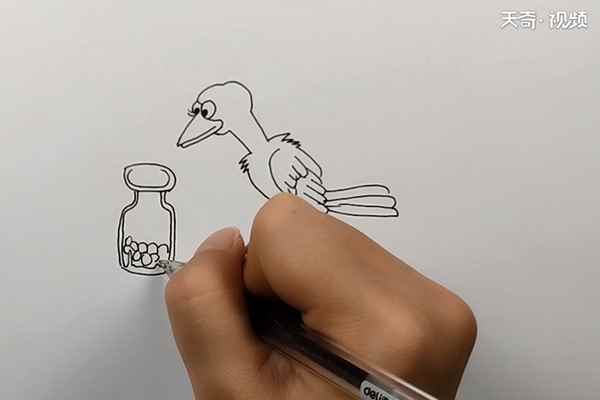 乌鸦喝水简笔画(小草涂上绿色就可以了吗)