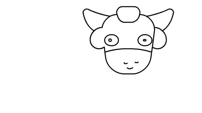 小黄牛简笔画画法(小黄牛的身体、四只脚、牛尾巴)