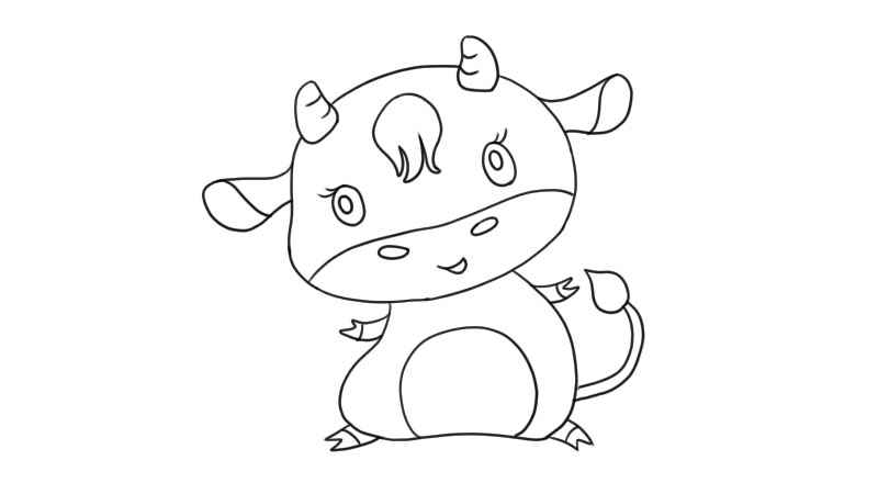 小牛简笔画怎么画(画出小牛的身体、四肢和尾巴;然后涂上颜色就可以了)