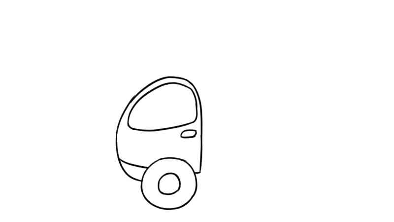 塔吊简笔画(汽车画出车的车头部分及其车轮)