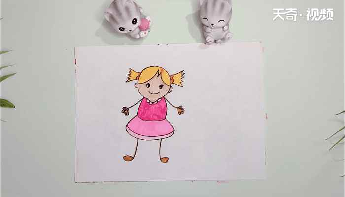 线条画图片大全幼儿简笔画(画出她的头发、眼睛、鼻子。)