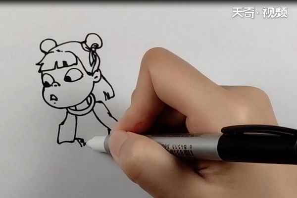 小哪吒简笔画(哪咤的眼圈涂一圈褐色)