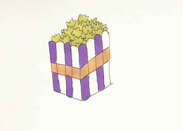 爆米花简笔画(爆米花桶的轮廓画出来)