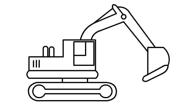 挖机简笔画的画法(画挖机的车身线条有哪些)