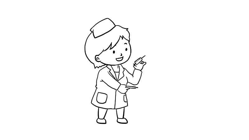 打针简笔画画法(如何画护士的脑袋和帽子)