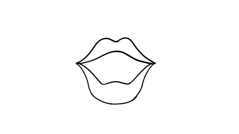 嘴唇简笔画(先画出嘴型。最后涂上颜色就可以啦)