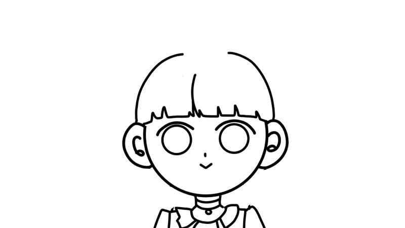 卡通头像简笔画(画出人物的脖子、肩部及其服饰)