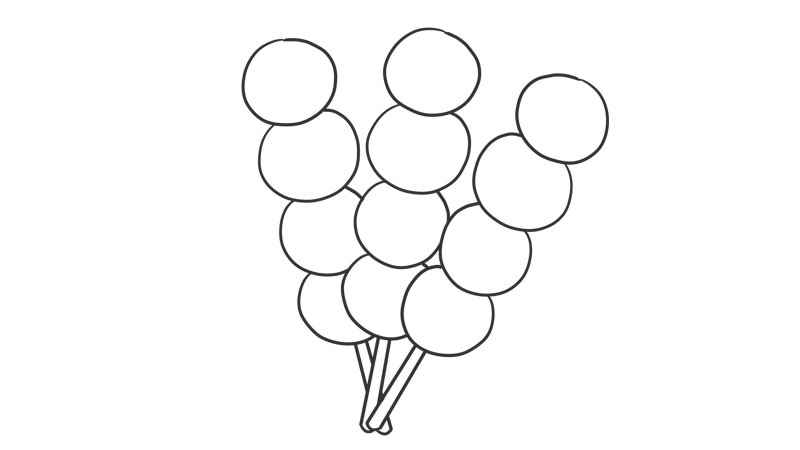 元旦冰糖葫芦简笔画(小棍子圆圈画法步骤图解)