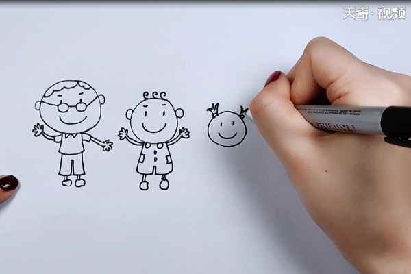 一家四口简笔画