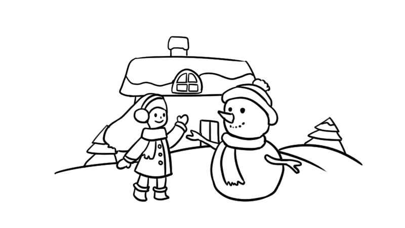 在雪地上画简笔画(雪人和背后的轮廓有什么区别)